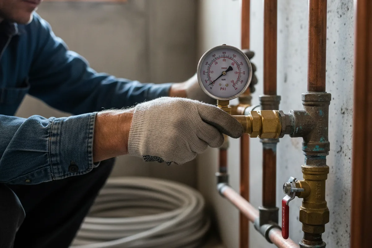 Pressure testing a repaired line during Water Line Repair in Pasco